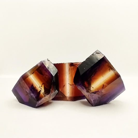 Synthetic Hydrothermal Quartz Ametrine Lab Created Faceting Rough