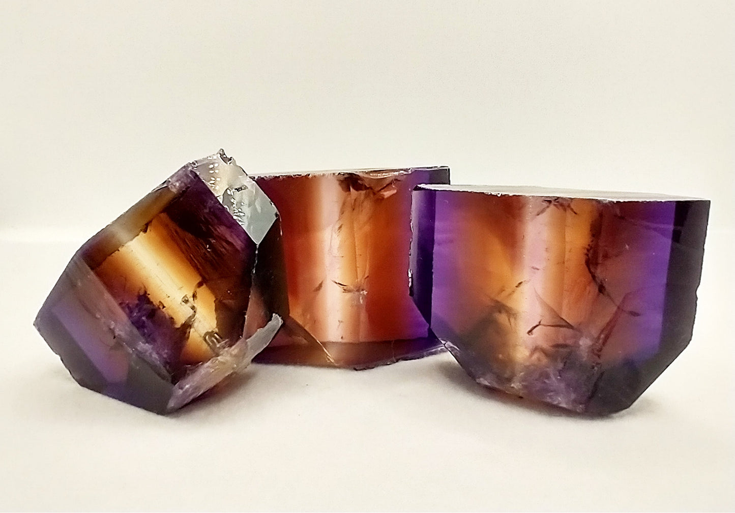 Synthetic Hydrothermal Quartz Ametrine Lab Created Faceting Rough