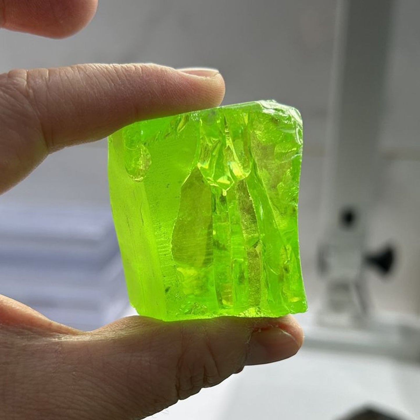 Green Apple Cubic Zirconia Lab Created Synthetic Faceting Rough