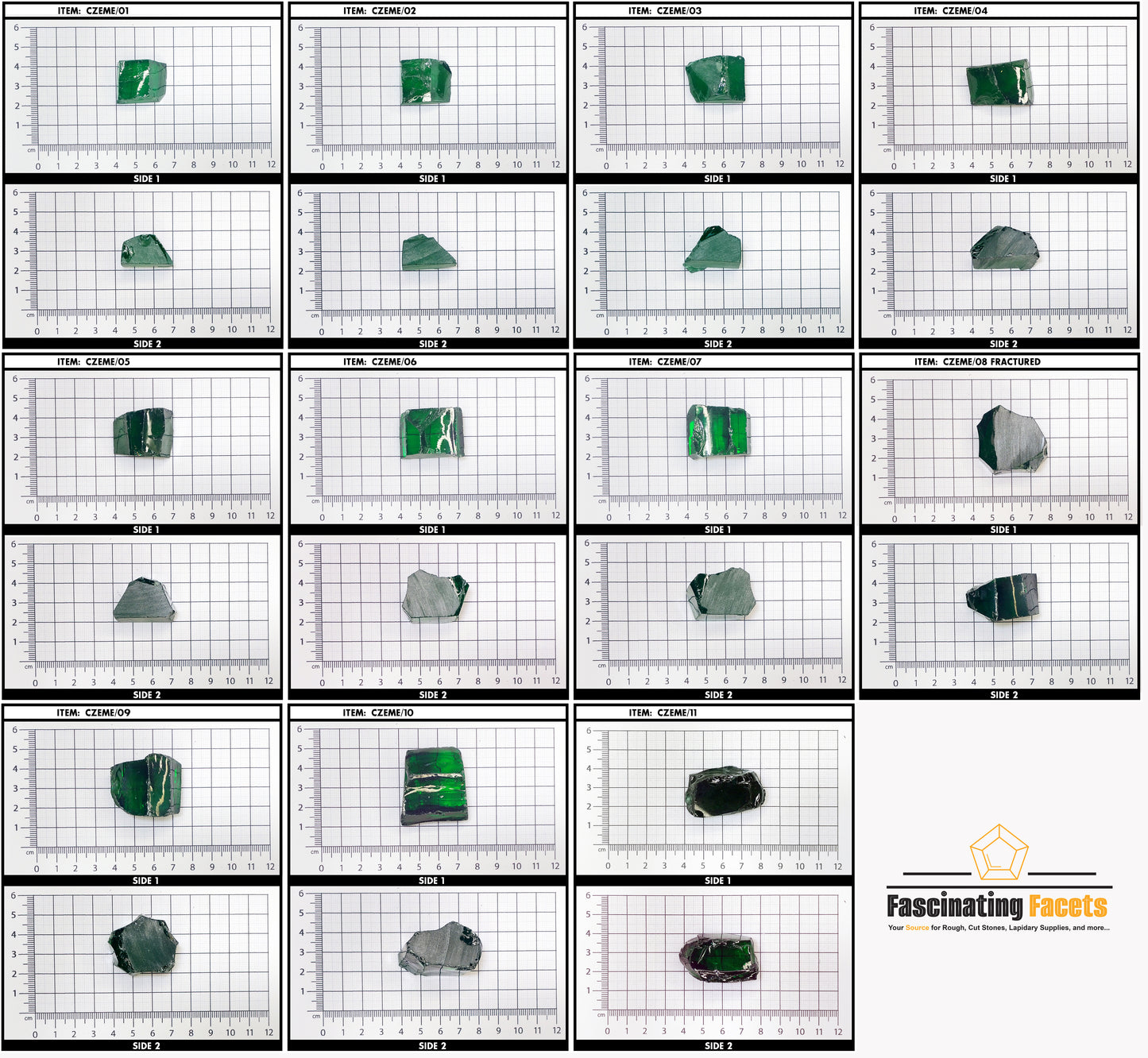 Emerald Cubic Zirconia Lab Created Synthetic Faceting Rough