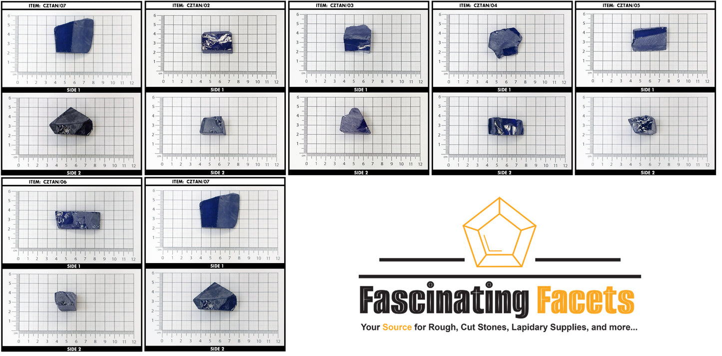 Tanzanite Blue Cubic Zirconia Lab Created Synthetic Faceting Rough