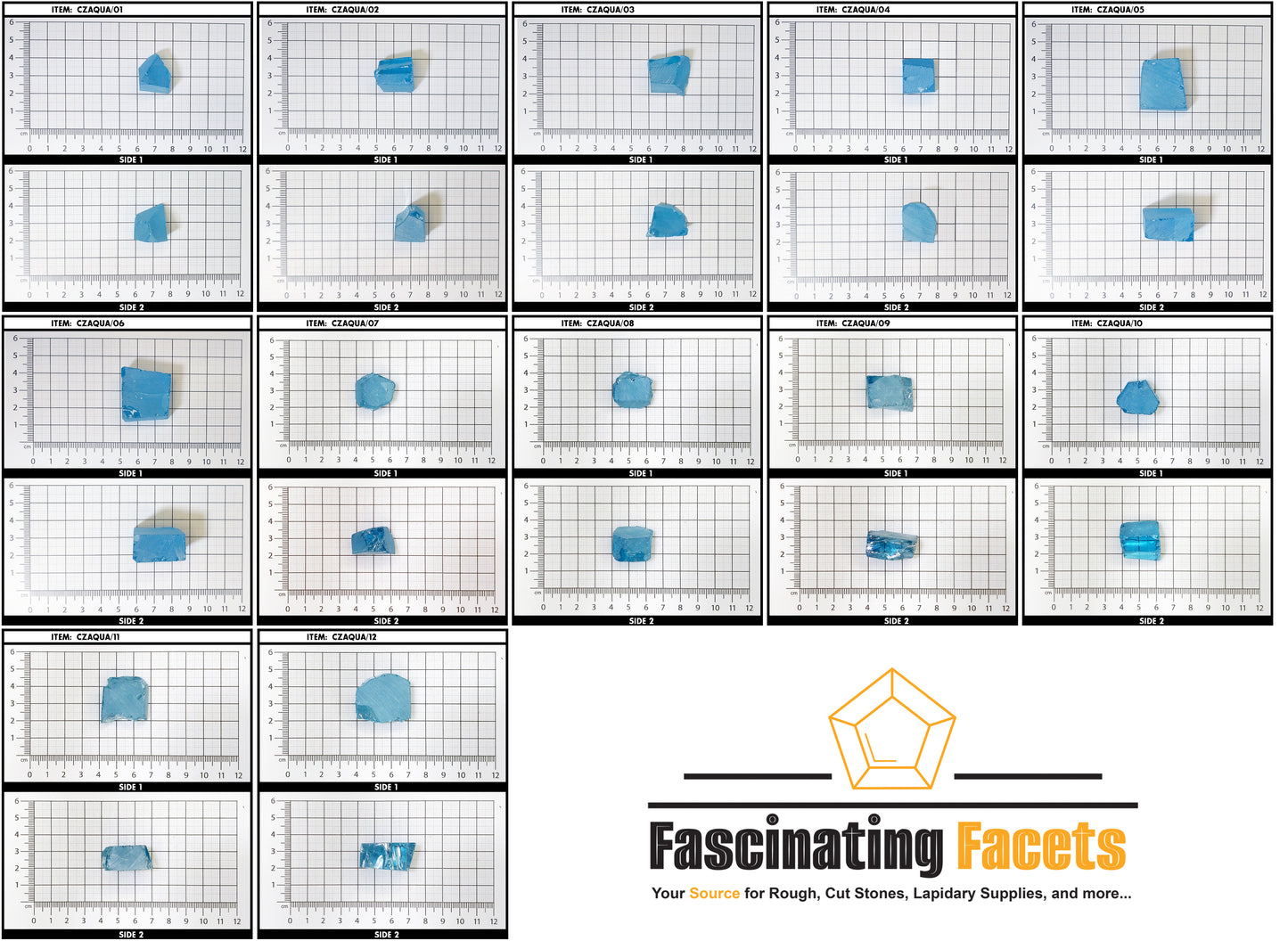 Aqua Cubic Zirconia Lab Created Synthetic Faceting Rough