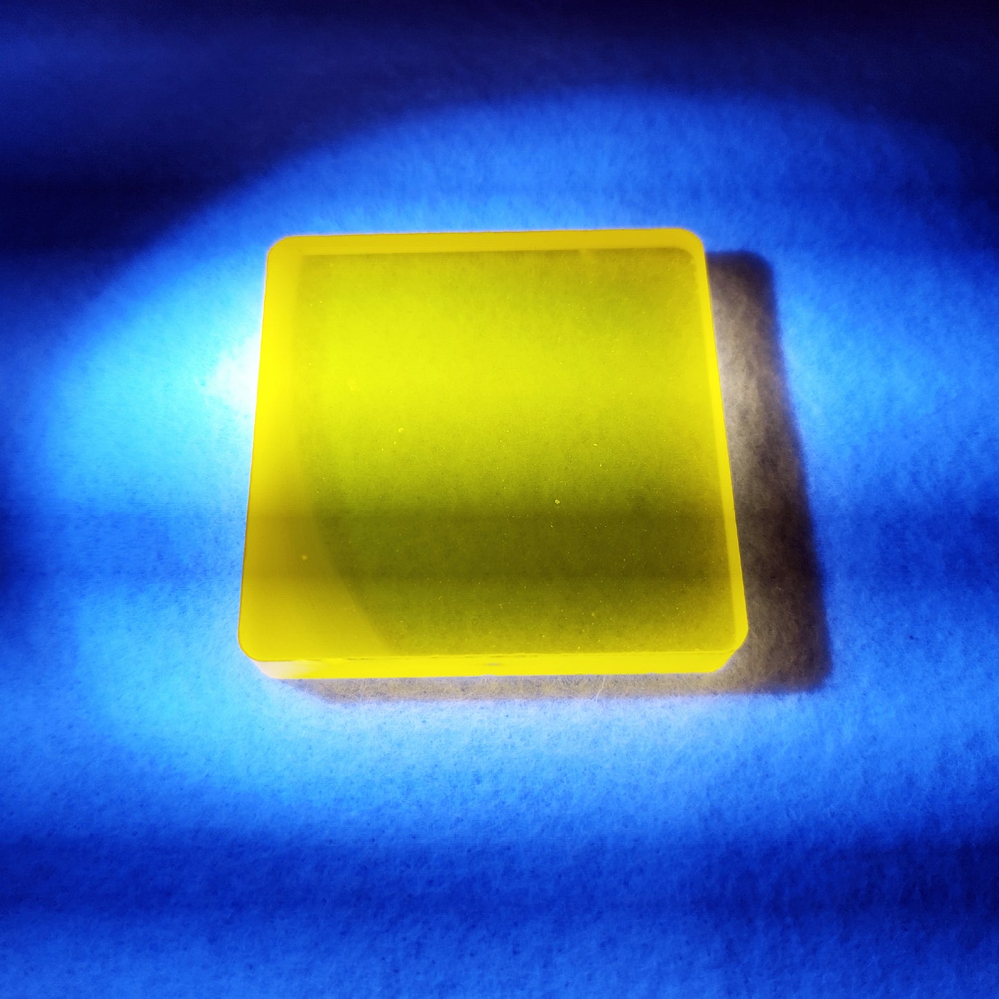 Fluorescent Yellow YAG Lab Created Synthetic Faceting Rough